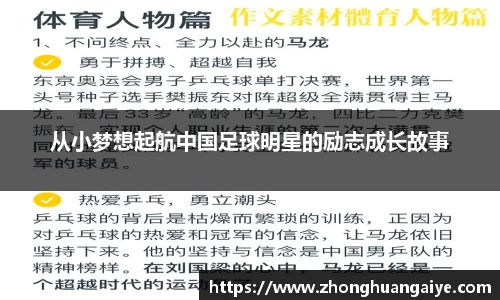 从小梦想起航中国足球明星的励志成长故事